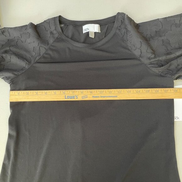 Nordstrom Rack‎ NWT Blouse Short Floral Sleeves Lightweight Black Women's Small - Picture 6 of 9